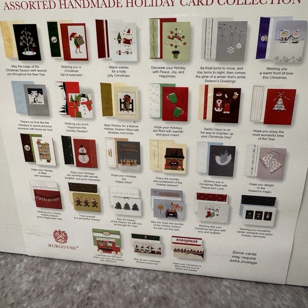 New Box of 27 Burgoyne Elegant Hand Crafted Holiday Cards Matching Envelopes